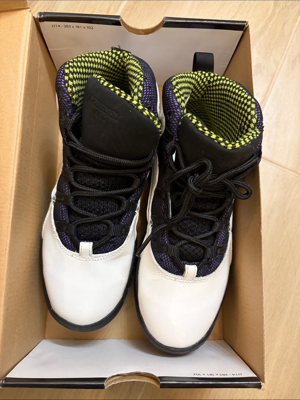 Jordan Kids High-Top Sneakers in White, Black, Purple and Lime